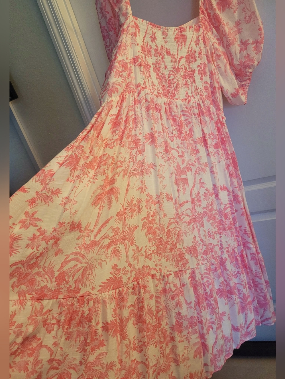 LC Lauren Conrad Pink Toile Square-Neck Midi Dress - Picture 8 of 9
